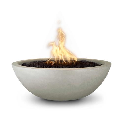 The Outdoor Plus Sedona 33 Inch Round GFRC Concrete Propane Gas Fire Bowl with Match Lit Ignition   Ash