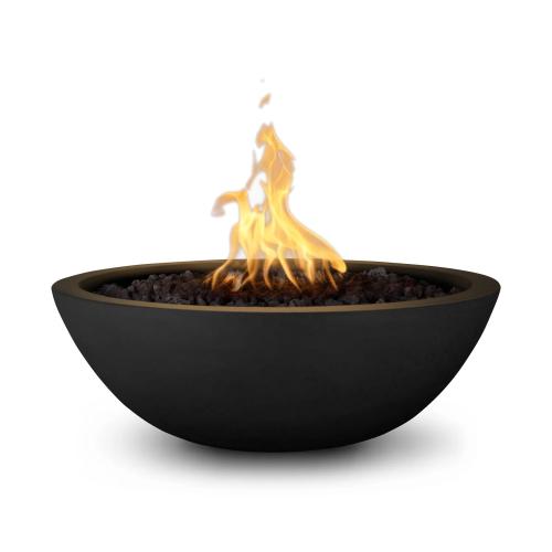 The Outdoor Plus Sedona 33 Inch Round GFRC Concrete Propane Gas Fire Bowl with Match Lit Ignition   Black