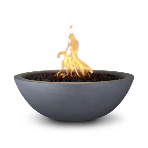 The Outdoor Plus Sedona 33 Inch Round GFRC Concrete Propane Gas Fire Bowl with Match Lit Ignition   Gray