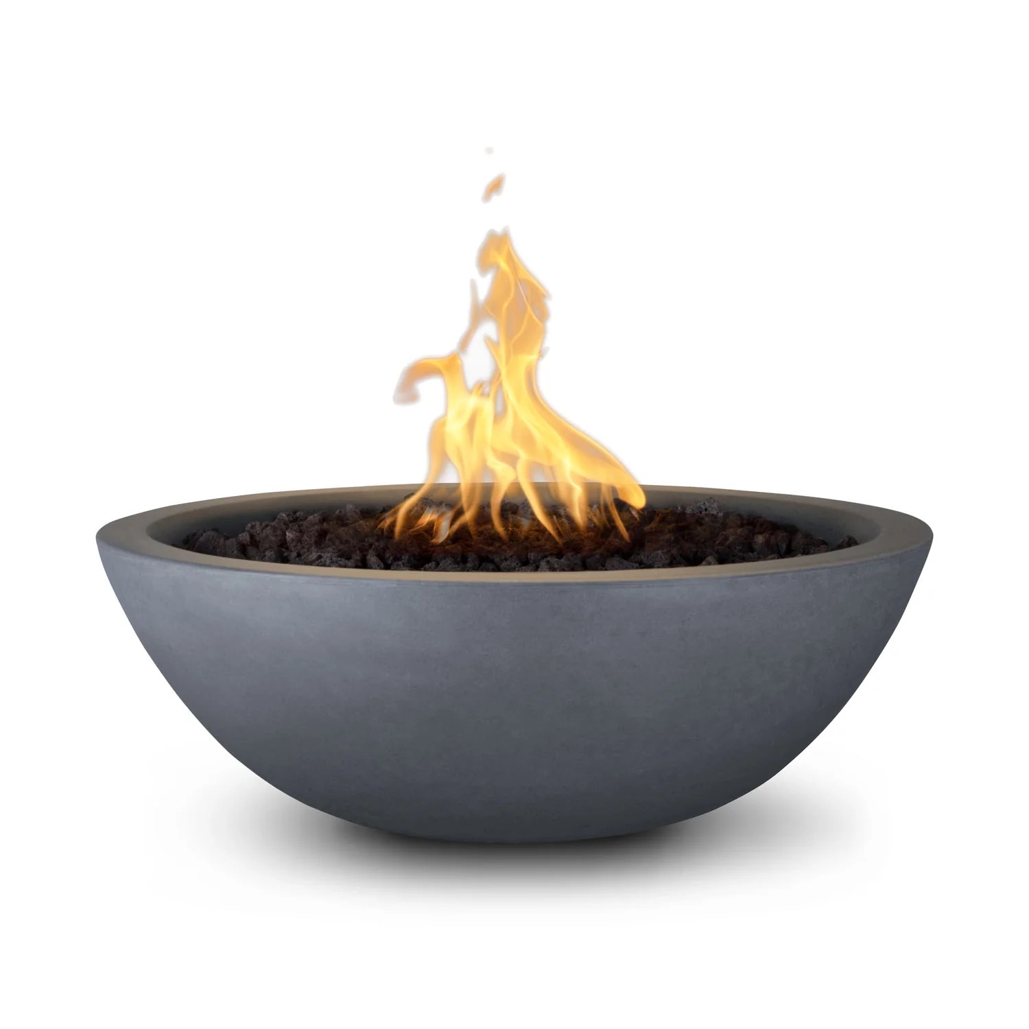 The Outdoor Plus Sedona 33 Inch Round GFRC Concrete Propane Gas Fire Bowl with Match Lit Ignition   Gray
