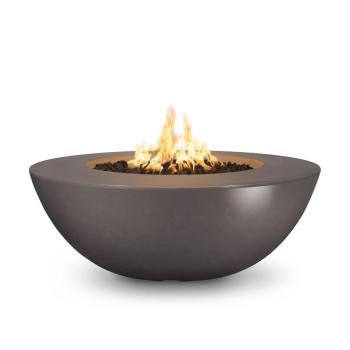 The Outdoor Plus Sedona Round GFRC Concrete Gas Fire Pit Table Chestnut350