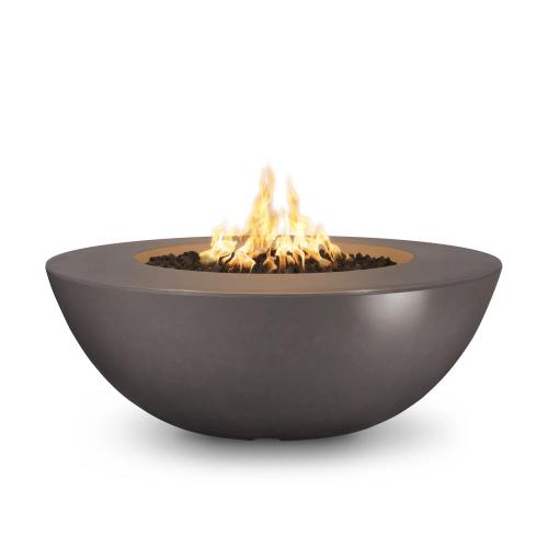 The Outdoor Plus Sedona 48 Inch Round GFRC Concrete Propane Gas Fire Pit Table with Match Lit Ignition   Chestnut