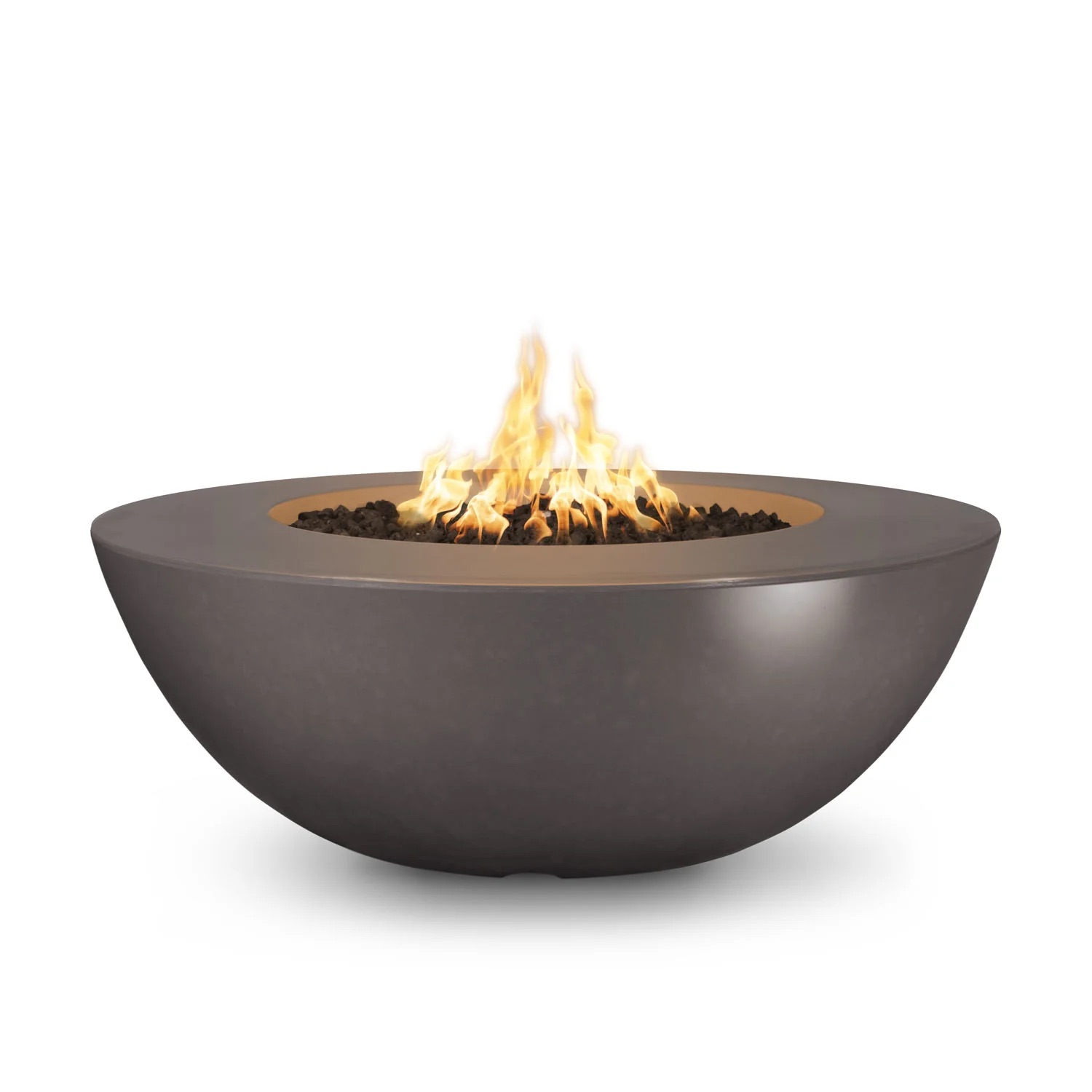 The Outdoor Plus Sedona 48 Inch Round GFRC Concrete Propane Gas Fire Pit Table with Match Lit Ignition   Chestnut
