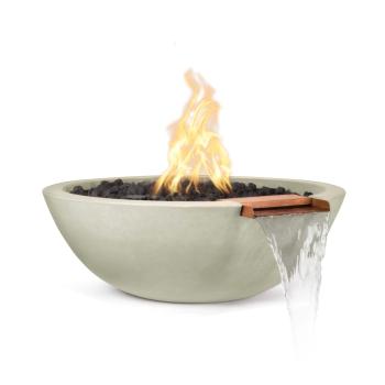 The Outdoor Plus Sedona Round GFRC Concrete Gas Fire and Water Bowl Ash350