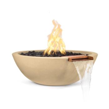 The Outdoor Plus Sedona Round GFRC Concrete Gas Fire and Water Bowl Vanilla350