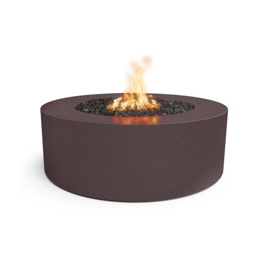 The Outdoor Plus Unity 72 Inch Round Powder Coated Steel Propane Gas Fire Pit Table with Match Lit Ignition   Copper Vein