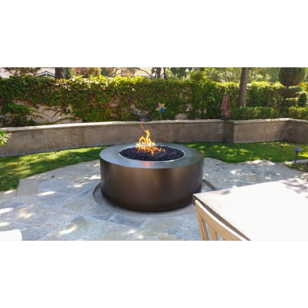 The Outdoor Plus Unity 72 Inch Round Powder Coated Steel Propane Gas Fire Pit Table with Plug  and  Play Ignition   White