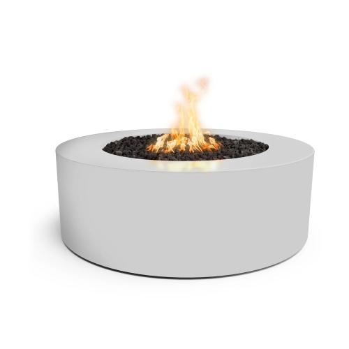 The Outdoor Plus Unity 72 Inch Round Powder Coated Steel Propane Gas Fire Pit Table with Plug  and  Play Ignition   White