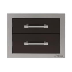 Alfresco Grills 17 Inch Stainless Steel Double Access Drawer with Soft Close Hardware Jet Black Matte250