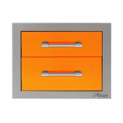 Alfresco Grills 17 Inch Stainless Steel Double Access Drawer with Soft Close Hardware Luminous Orange250