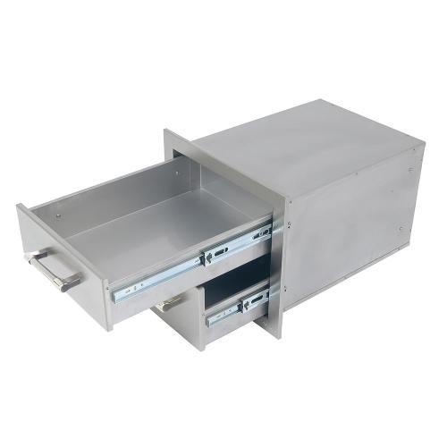 Alfresco Grills 17 Inch Stainless Steel Double Access Drawer with Soft Close Hardware   Raspberry Red