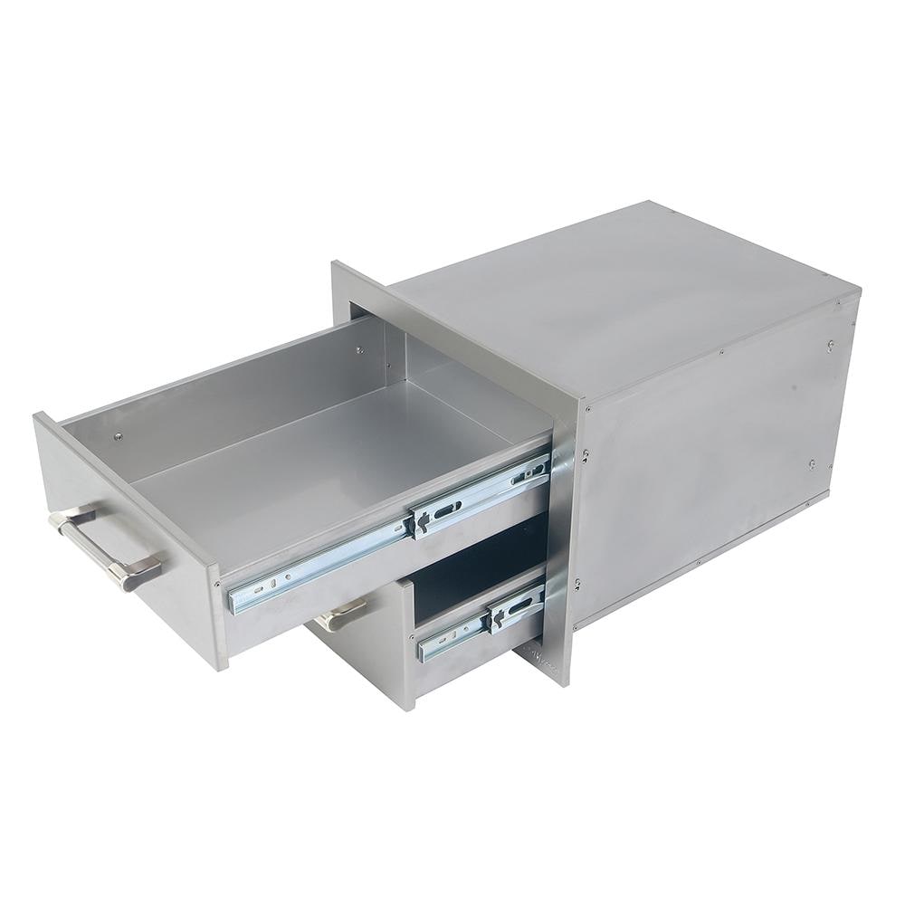 Alfresco Grills 17 Inch Stainless Steel Double Access Drawer with Soft Close Hardware   Raspberry Red