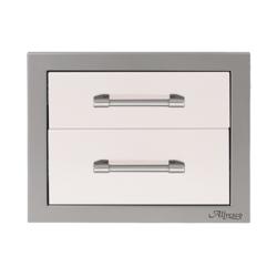 Alfresco Grills 17 Inch Stainless Steel Double Access Drawer with Soft Close Hardware Signal White Gloss250