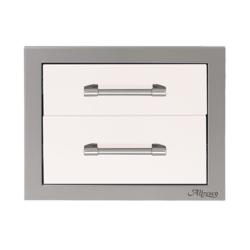 Alfresco Grills 17 Inch Stainless Steel Double Access Drawer with Soft Close Hardware Signal White Matte250