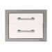 Alfresco Grills 17 Inch Stainless Steel Double Access Drawer with Soft Close Hardware   Signal White Matte