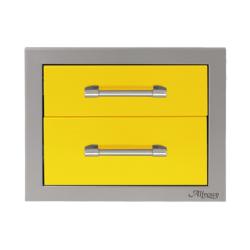 Alfresco Grills 17 Inch Stainless Steel Double Access Drawer with Soft Close Hardware Traffic Yellow250