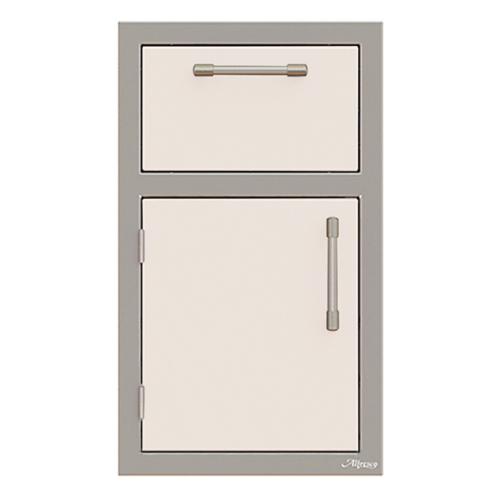 Alfresco Grills 17 Inch Stainless Steel Left Hinged Single Door  and  Single Drawer Combo with Soft Close Hardware   Signal White Gloss