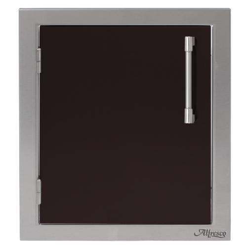 Alfresco Grills 17 Inch Stainless Steel Left Hinged Vertical Single Access Door   Jet Black Matte