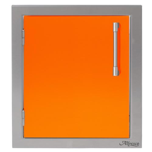 Alfresco Grills 17 Inch Stainless Steel Left Hinged Vertical Single Access Door   Luminous Orange