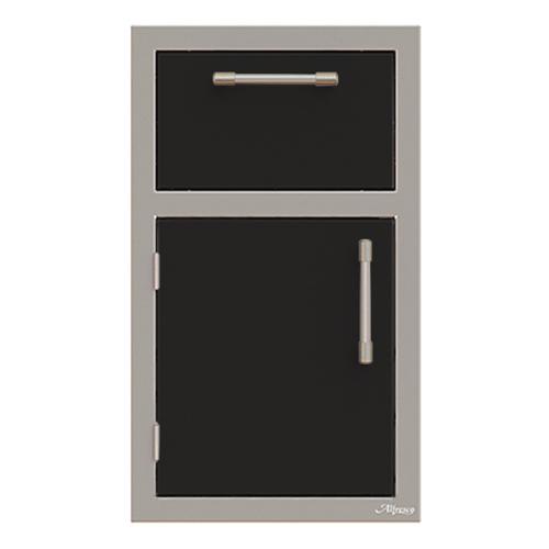 Alfresco Grills 17 Inch Stainless Steel Right Hinged Single Door  and  Paper Towel Holder Combo   Jet Black Matte