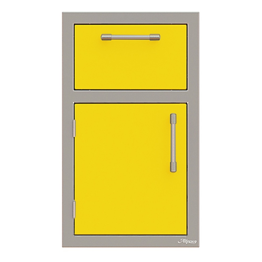 Alfresco Grills 17 Inch Stainless Steel Right Hinged Single Door  and  Paper Towel Holder Combo   Traffic Yellow