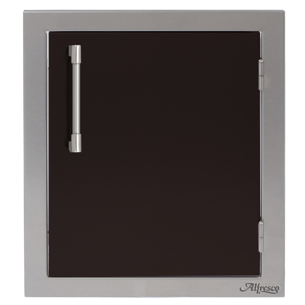 Alfresco Grills 17 Inch Stainless Steel Right Hinged Vertical Single Access Door   Jet Black Matte