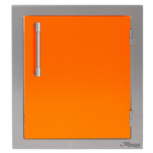 Alfresco Grills 17 Inch Stainless Steel Right Hinged Vertical Single Access Door   Luminous Orange