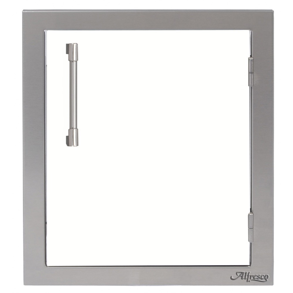 Alfresco Grills 17 Inch Stainless Steel Right Hinged Vertical Single Access Door   Signal White Matte
