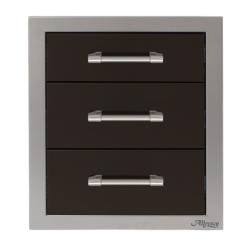 Alfresco Grills 17 Inch Stainless Steel Triple Access Drawer with Soft Close Hardware Jet Black Matte250
