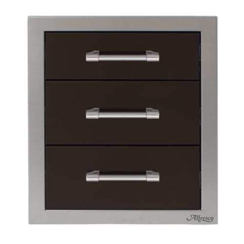 Alfresco Grills 17 Inch Stainless Steel Triple Access Drawer with Soft Close Hardware   Jet Black Matte