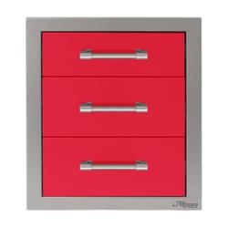Alfresco Grills 17 Inch Stainless Steel Triple Access Drawer with Soft Close Hardware Raspberry Red250