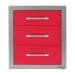 Alfresco Grills 17 Inch Stainless Steel Triple Access Drawer with Soft Close Hardware   Raspberry Red