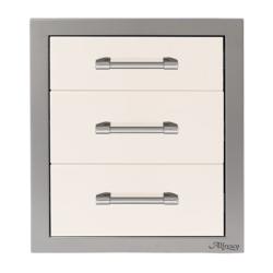 Alfresco Grills 17 Inch Stainless Steel Triple Access Drawer with Soft Close Hardware Signal White Gloss250