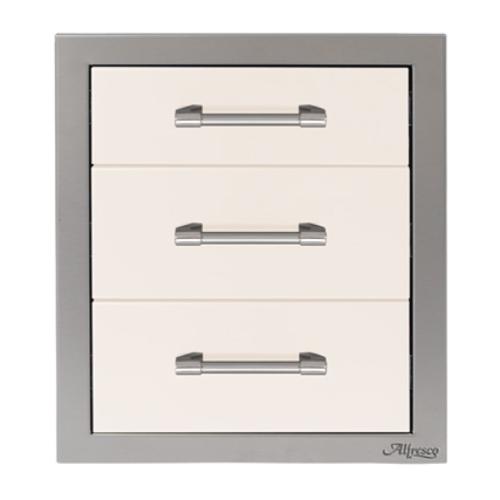 Alfresco Grills 17 Inch Stainless Steel Triple Access Drawer with Soft Close Hardware   Signal White Gloss