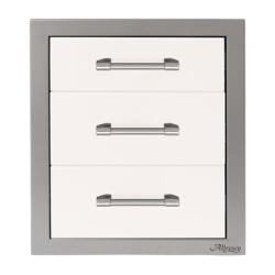 Alfresco Grills 17 Inch Stainless Steel Triple Access Drawer with Soft Close Hardware Signal White Matte250