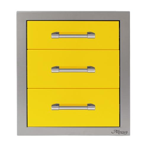 Alfresco Grills 17 Inch Stainless Steel Triple Access Drawer with Soft Close Hardware   Traffic Yellow