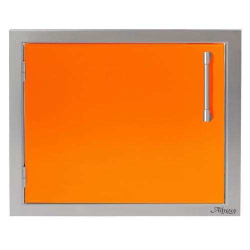 Alfresco Grills 23 Inch Stainless Steel Left Hinged Vertical Single Access Door   Luminous Orange