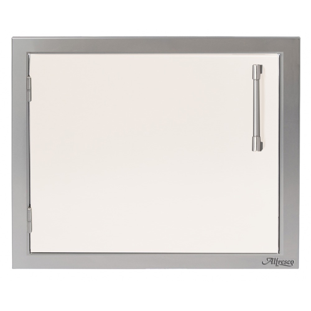 Alfresco Grills 23 Inch Stainless Steel Left Hinged Vertical Single Access Door   Signal White Gloss