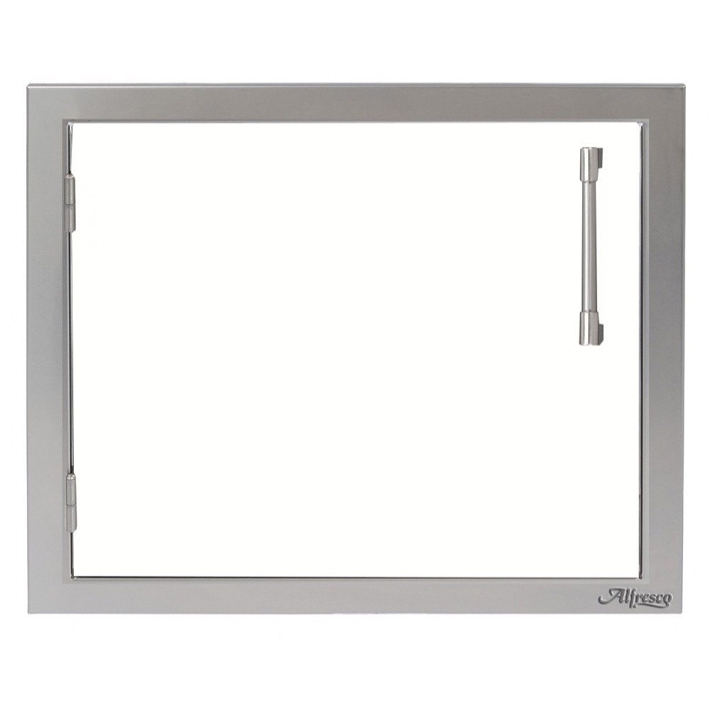 Alfresco Grills 23 Inch Stainless Steel Left Hinged Vertical Single Access Door   Signal White Matte