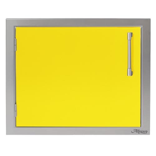 Alfresco Grills 23 Inch Stainless Steel Left Hinged Vertical Single Access Door   Traffic Yellow
