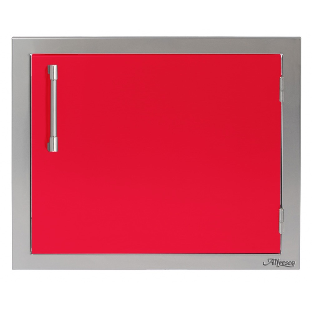 Alfresco Grills 23 Inch Stainless Steel Right Hinged Vertical Single Access Door   Raspberry Red