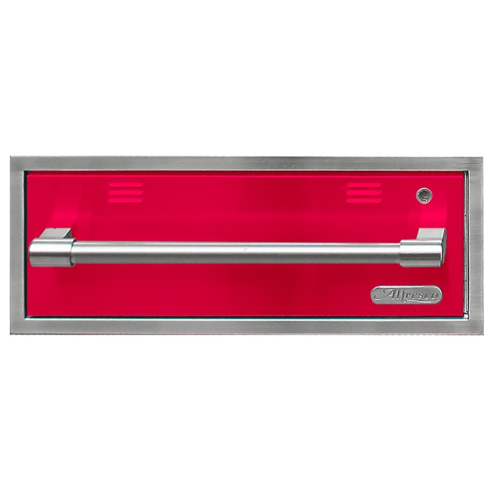 Alfresco Grills 30 Inch 110v Electric Outdoor Warming Drawer   Raspberry Red