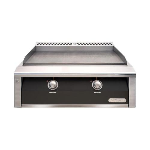 Alfresco Grills 30 Inch 2 Burner Built In Natural Gas Commercial Style Flat Top Griddle   Jet Black Matte