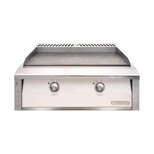 Alfresco Grills 30 Inch 2 Burner Built In Natural Gas Commercial Style Flat Top Griddle   Signal White Matte