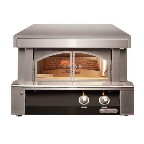 Alfresco Grills 30 Inch Built In Natural Gas Outdoor Pizza Oven   Jet Black Matte