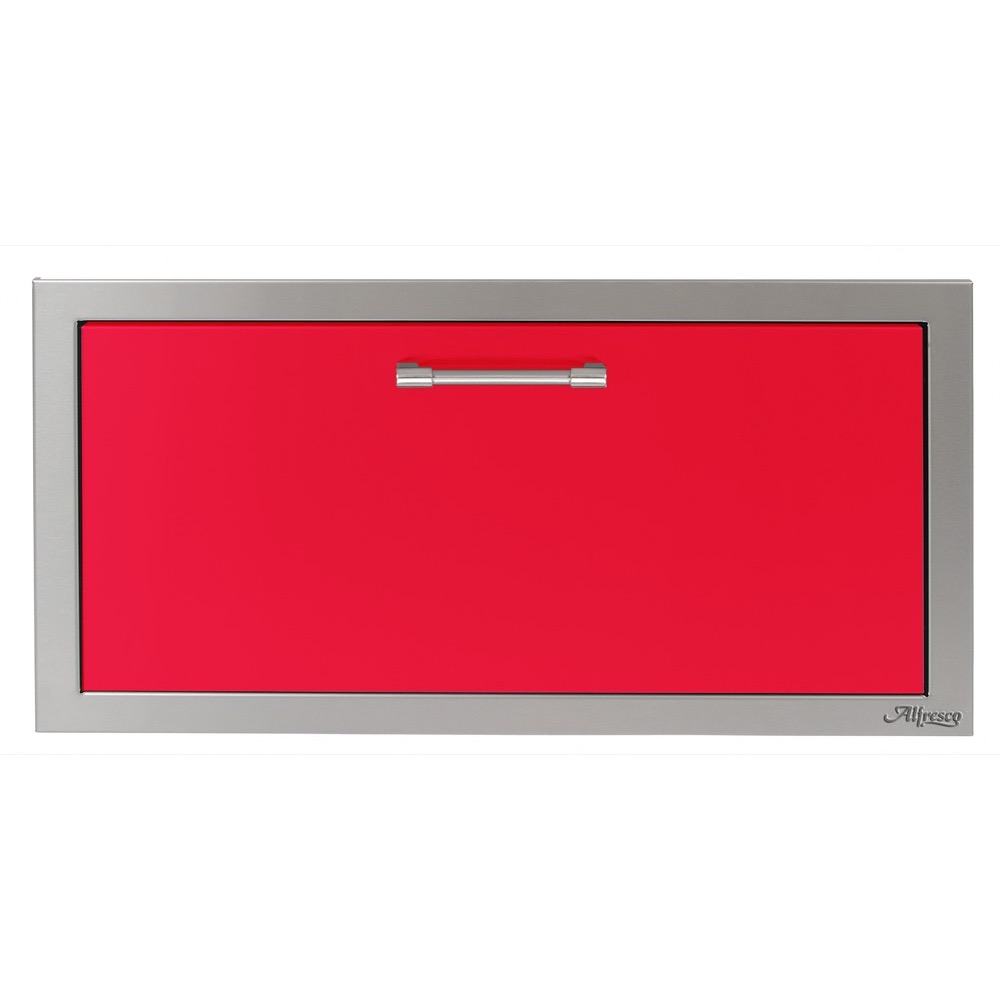 Alfresco Grills 30 Inch Stainless Steel VersaPower Single Accessory Drawer with Soft Close Hardware   Raspberry Red