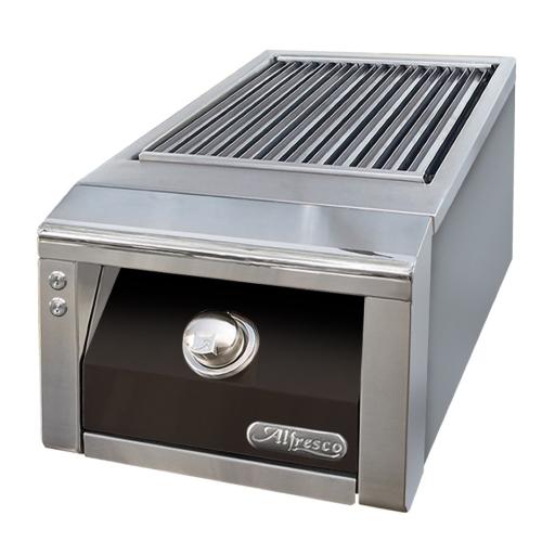 Alfresco Grills 30200 BTU Built In Natural Gas Sear Zone Side Burner with Stainless Steel Lid   Jet Black Matte