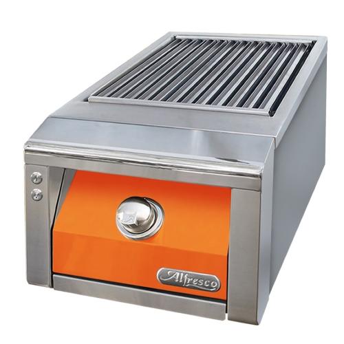 Alfresco Grills 30200 BTU Built In Natural Gas Sear Zone Side Burner with Stainless Steel Lid   Luminous Orange
