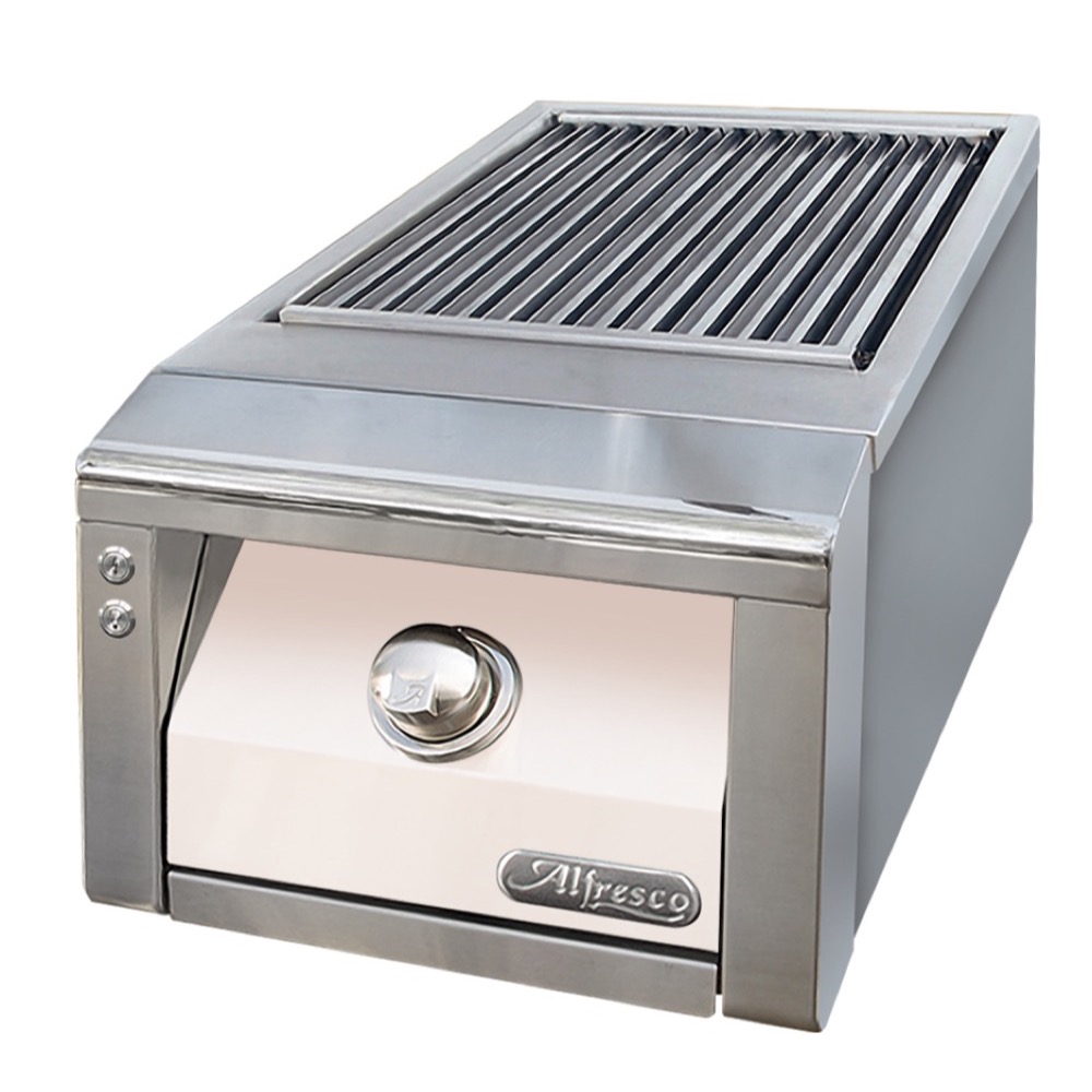 Alfresco Grills 30200 BTU Built In Natural Gas Sear Zone Side Burner with Stainless Steel Lid   Signal White Matte