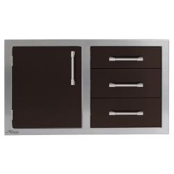 Alfresco Grills 32 Inch Stainless Steel Left Hinged Access Door Triple Drawer Combo with Soft Close Hardware Jet Black Matte250